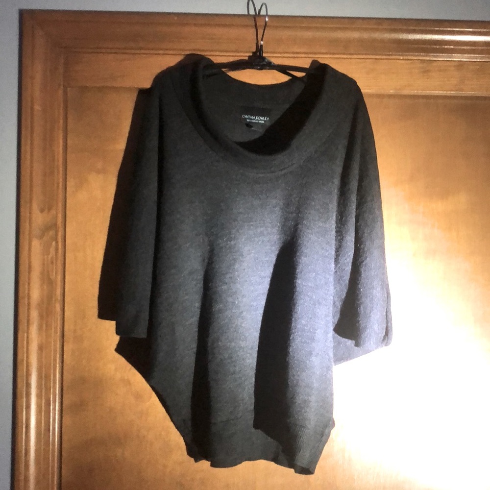 Merino Wool Cowlneck Poncho Top